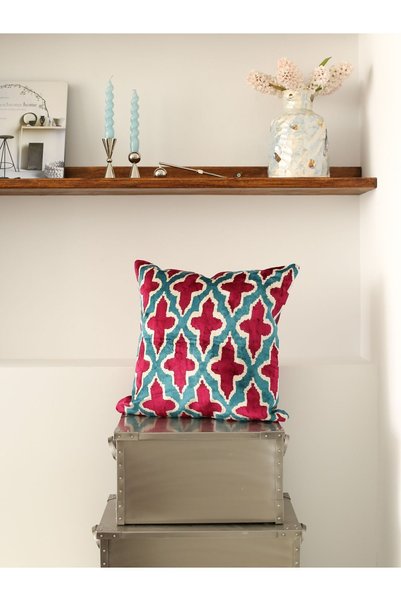 SUENO DESIGN STUDIO İpek Kadife Ikat Kırlent Kılıfı Dekoratif El Üretimi Lüks...