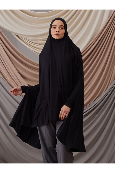 Femple Modest Μαύρο Πρακτικό Χιτώνα Προσευχής - Onesize Prayer Khimar
