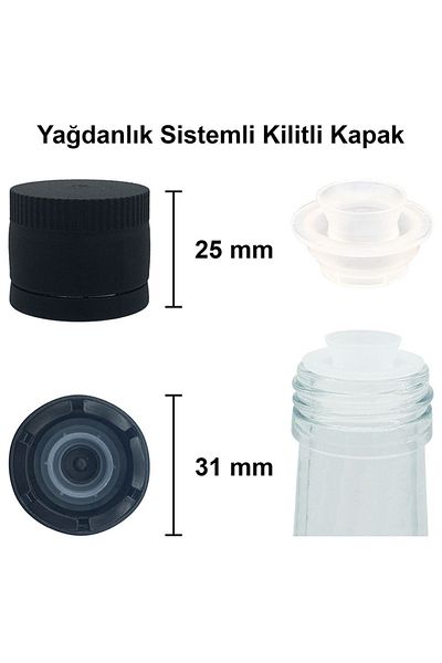 Afracam 31 Mm Black Leak-Proof Plastic Lid - 100 Pieces with Oil Pot and Discharger, Lock