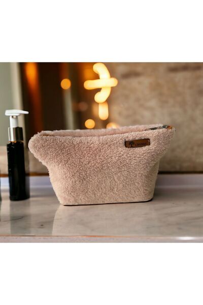 LİFENES Pink Teddy Plush Makeup Bag