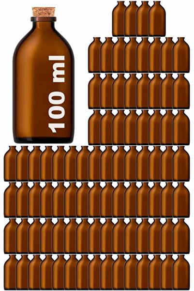Genel Markalar 100 ml Amber Penisilin Mantar Tıpalı Yuvarlak 100 Cc Kahverengi Boş Cam Şişe 88 Adet