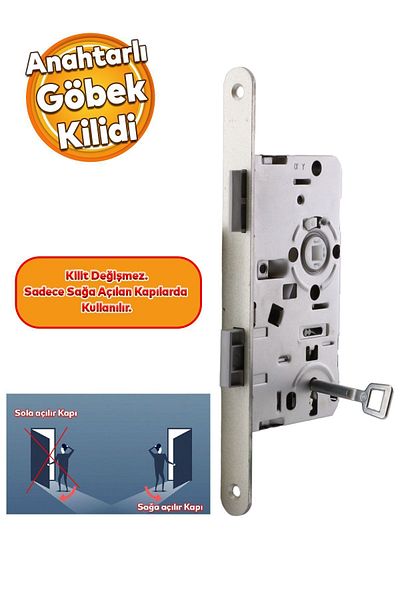 Badem10 Door PVC Wood WC Bathroom Room Mortise Left Lock Body Lock Cylinder Free Barrel Free Self Keyed