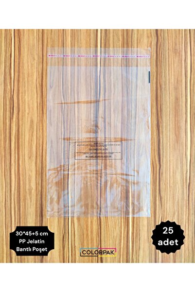 COLORPAK Şeffaf Jelatin Poşet (30*45+5 cm) bantlı yapışkanlı (25 adet)