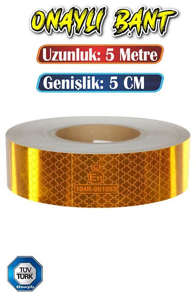 Badem10 5 Meters 5 cm Yellow Reflective Phosphorescent Strip Tape - Tuvturk Approved Warning Tape