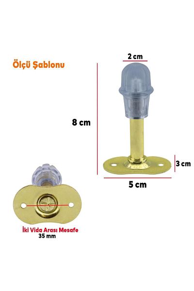 Badem10 Opritor metalic de culoare aurie de 8 cm - Mâner pentru ușă din spate a mobilierului, suport pentru opritor