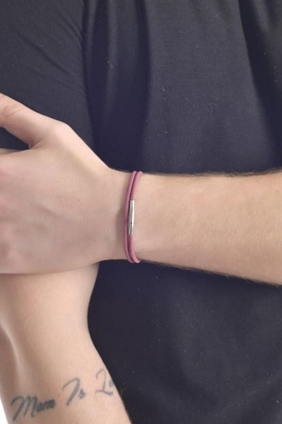 LABALABA MEN'S STEEL CLOSE DRIED ROSE ACRYLIC COIL BRACELET