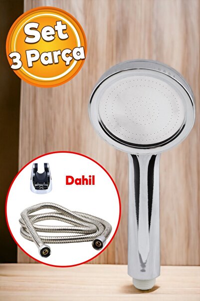 Badem10 Banyo Duş Başlığı Set Fiskiyesi Duş Seti Fişkiye Telefonu Yuvarlak Kl...