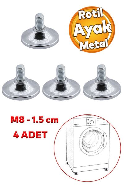 Badem10 Beyaz Eşya Raf Mobilya Bingo Rotil Ayakları M8 Civatalı 8 Mm Metal Profil Ayağı 1.5 Cm (4 ADET)