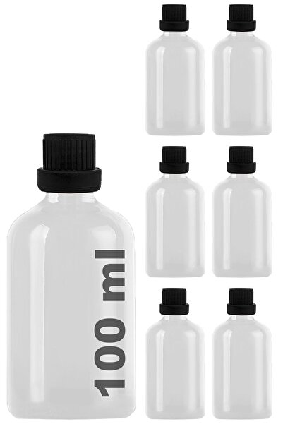 Afracam 6 Black and White Bottles Glass - 100 ml Transparent, Lockable and Le...