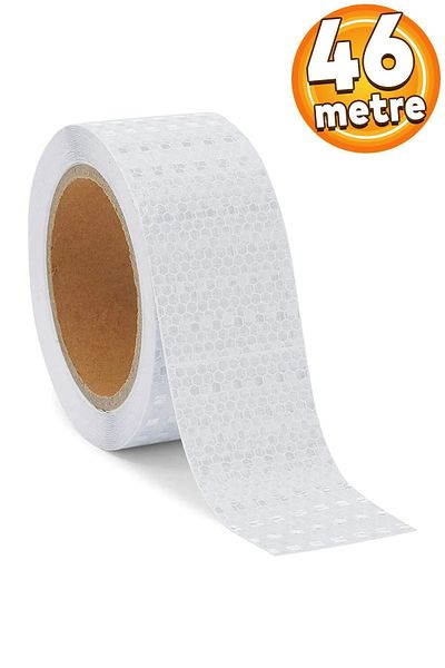 Badem10 46 Mt White Warning Tape - Vehicle Truck Truck Strip Tape with Reflector and Highlighter