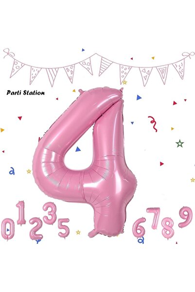 Parti Station Rakam Folyo Balon Pembe Rakam Balon Bebek Pembe 4 Yaş Balon 76 ...