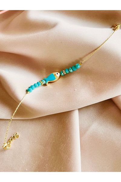 COCOSH TAKI Turquoise Crystal Jewelled - Fish Charm Bracelet