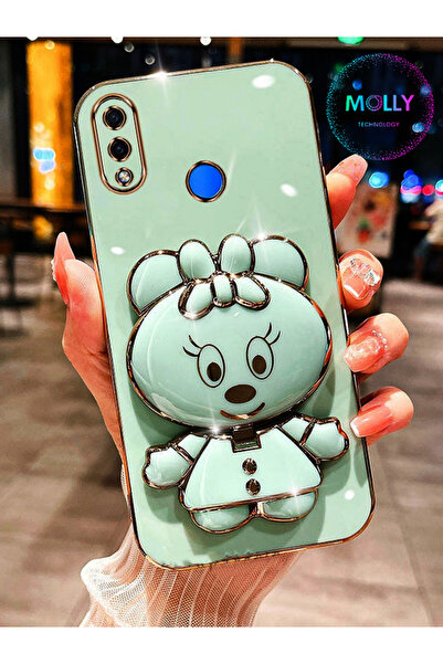 Molly Huawei P20 LİTE İçin Su Yeşili Minnie Standlı Kenarları Gold Detaylı Lü...