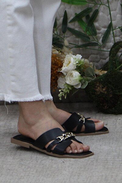 fort 3565 Model Papuci de casă de zi cu zi pentru femei, negri, eleganti și e...