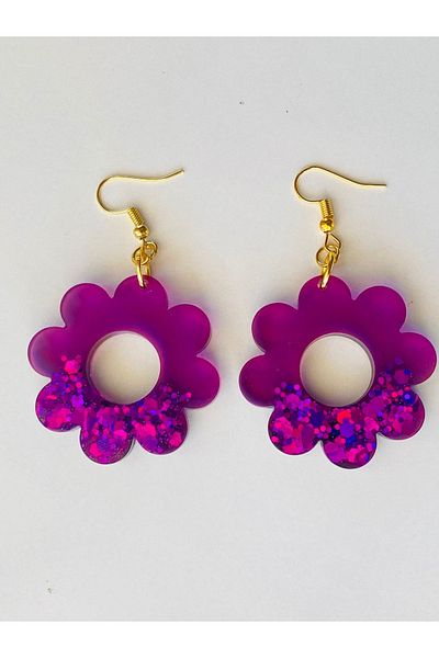 Ustaeller Earring-Flowered Purple Earring