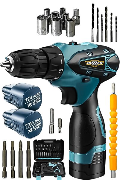 DOZZER V-Tec 58Volt 12 Ah Motor Korumalı Çelik Şanzuman 27 Pcs Set 2 Akülü Vi...