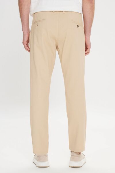AC&Co / Altınyıldız Classics Ανδρικό μπεζ άνετο παντελόνι με χαλαρή κοπή, βαμβακερή ζώνη, στο πλάι, παντελόνι dobby