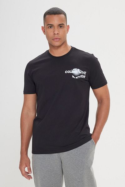 AC&Co / Altınyıldız Classics Ανδρικό μπλουζάκι με λαιμόκοψη 100% βαμβακερό κανονικό σε κανονική εφαρμογή