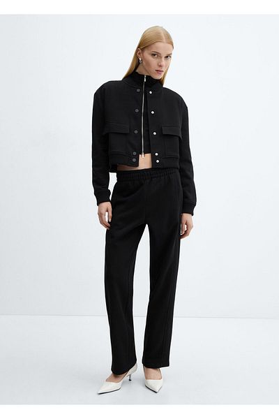 MANGO Woman Women's Black Jacket -67054033 Model