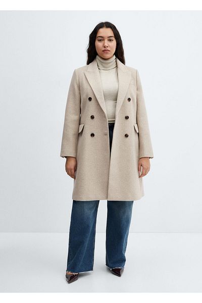 MANGO Stone Colored Women's Coat -67160645