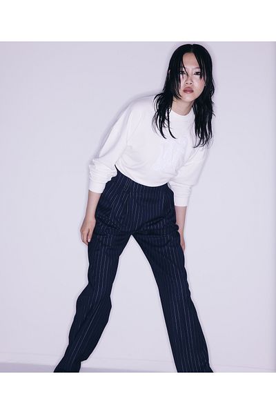 Twist Navy Blue Woven Trousers