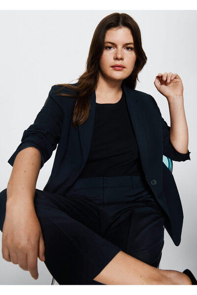 MANGO Woman Pantaloni de damă albastru strălucitor -57078268