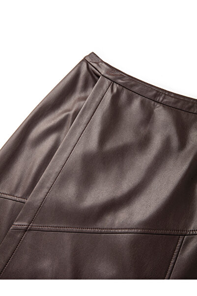 İpekyol Leather Brown Skirt