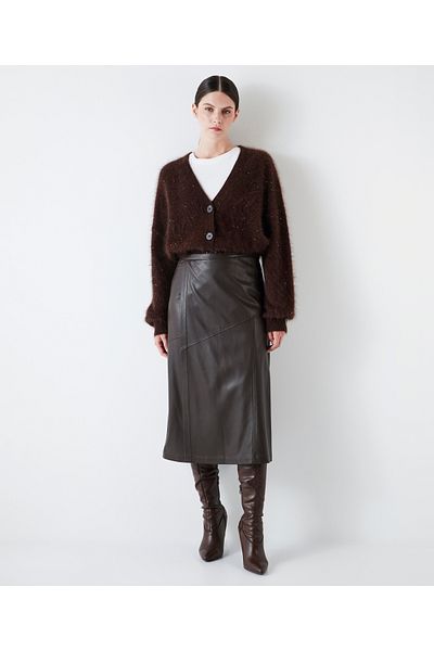İpekyol Leather Brown Skirt
