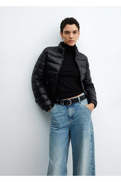 MANGO Schwarzer Mantel für Damen -67130642