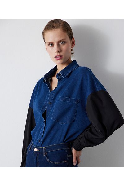 İpekyol Denim Tech Fabric Mix Shirt