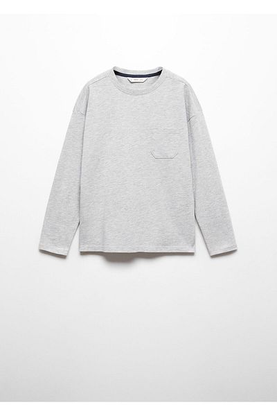 MANGO Tricou gri deschis pentru băieți57994009