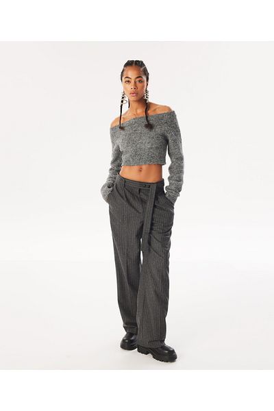 Twist Gray Woven Trousers