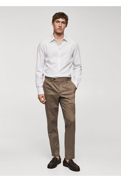 MANGO Ανδρικό λευκό πουκάμισο -67140636