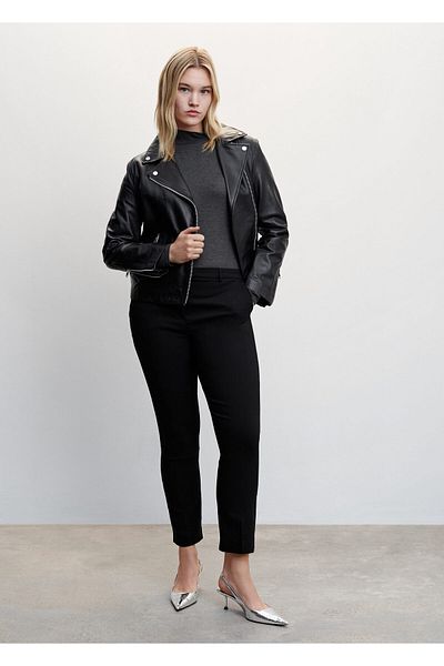MANGO Woman Women's Black Trousers -47191280