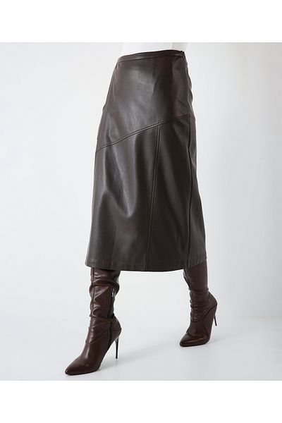 İpekyol Leather Brown Skirt