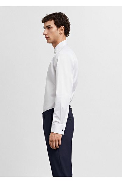 MANGO Woman Biała koszula męska -67270620