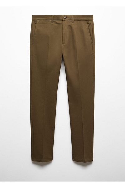 MANGO Woman Pánské tabákové barevné kalhoty -57950777