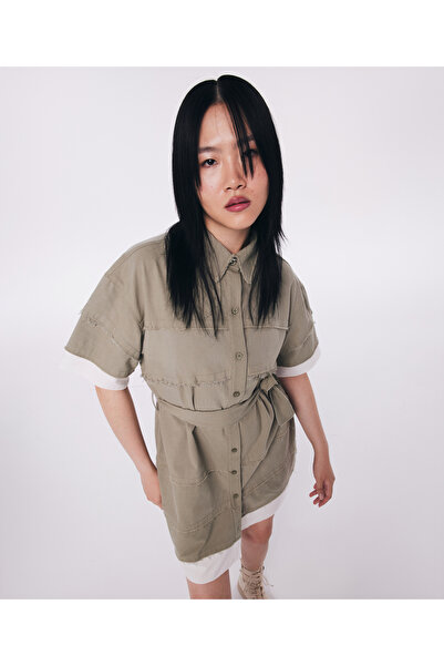 Twist Khaki Woven Dress