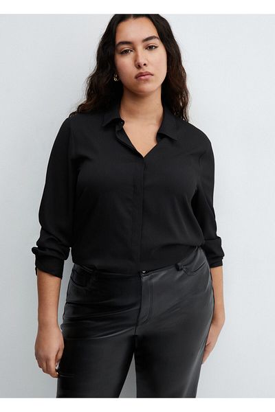 MANGO Woman Women's Black Trousers -67140464