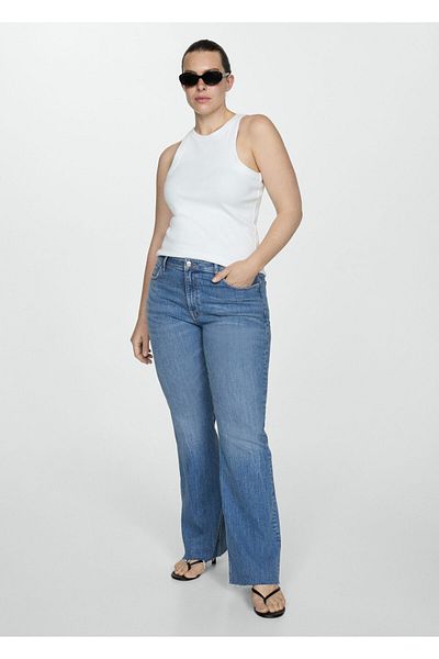 MANGO Woman Blugi de damă medii de culoare denim - 67140313