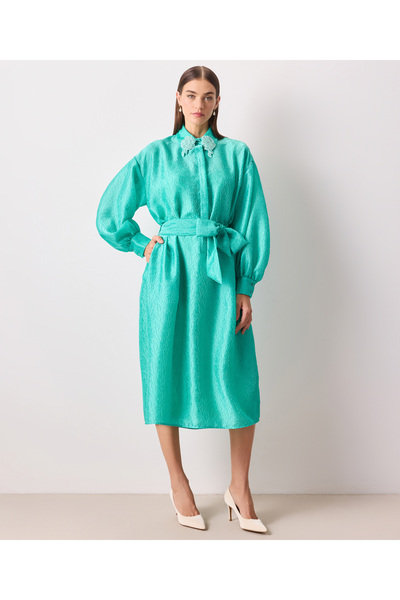 İpekyol Turquoise Woven Dress