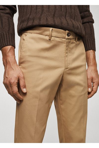 MANGO Men's Dark Camel Trousers -57950777