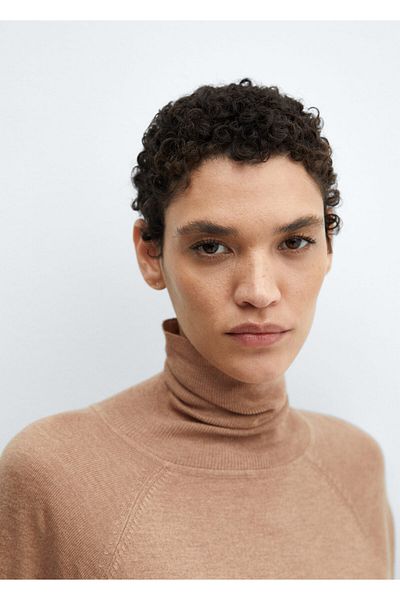 MANGO Woman Дамски пуловер - Dark Camel, Модел 67110462