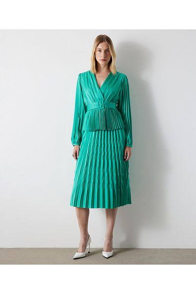İpekyol Woven Turquoise Skirt