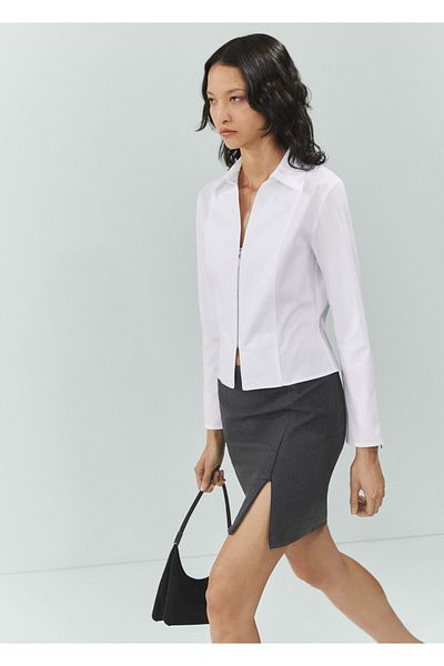 MANGO Woman Light Gray Women's Skirt -67083695