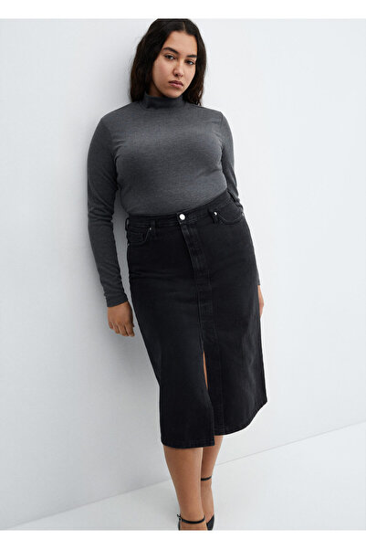 MANGO Woman Siyah Denim Kadın Etek 67080437