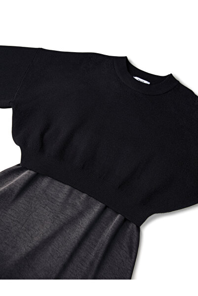 Twist Midi Length Black Dress