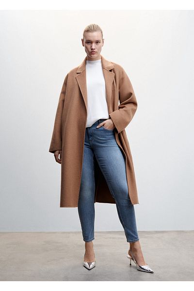 MANGO Woman Blugi de damă medii de culoare denim - 47000256