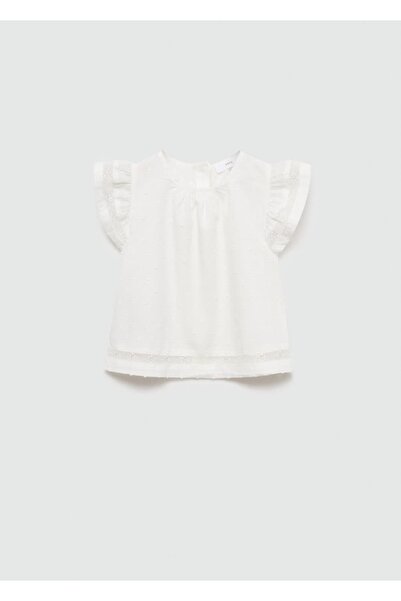 MANGO Baby Λεπτομερής βαμβακερή μπλούζα Plumeti