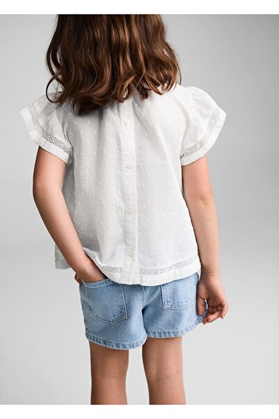 MANGO Baby Λεπτομερής βαμβακερή μπλούζα Plumeti